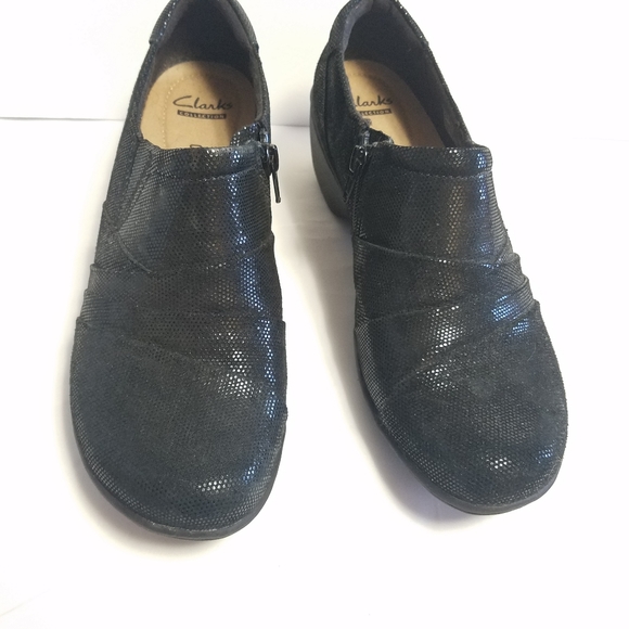 Clarks Womens Channing Kim Black Clog Shimmer Loafer. Sz 9 - Picture 3 of 10